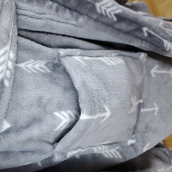 Day Dream by Berkshire Womens Gray Ultra Soft Fuzzy Hooded Robe Graphics Sz.L/XL - Picture 10 of 11